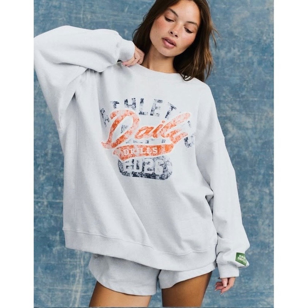 Daily Drills on Tour Oversized Fleece Auburn Crewneck Heather Gray Size XS/S NIB
